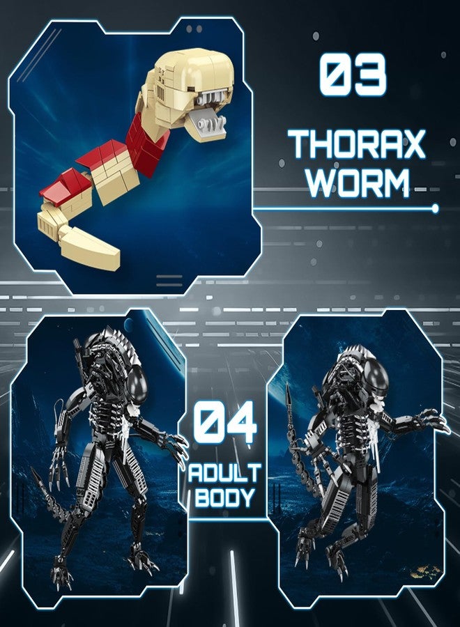 HIGH GODO Alien Mech Xenomorph Warrior Building Sets for Adult, Horror Action Figure Toy with Base,Gifts for Teens Aged 14+, Perfect for Birthdays Christmases Halloweens, 882 Pieces - Image 4